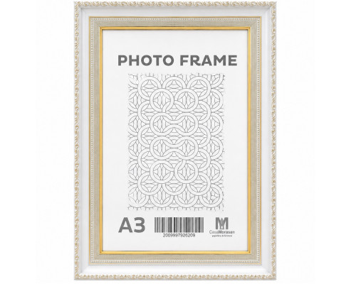 Rama foto A3 alb cu ornament auriu, 50 mm F5033-015G CM*6209