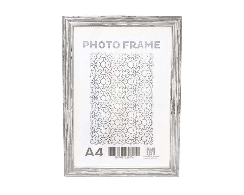 Фоторамка А4 белое дерево с серебром, 20 мм F2029-015S CM*6254