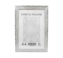 Фоторамка А4 белое дерево с серебром, 28 мм F2817-02 CM*6292
