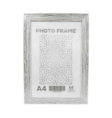 Фоторамка А4 белое дерево с серебром, 28 мм F2817-02 CM*6292