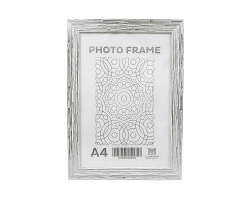 Фоторамка А4 белое дерево с серебром, 28 мм F2817-02 CM*6292