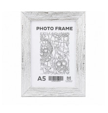 Rama foto A5, 15x20/ 28mm, lemn alb cu argint, F2817-02 CM*6476