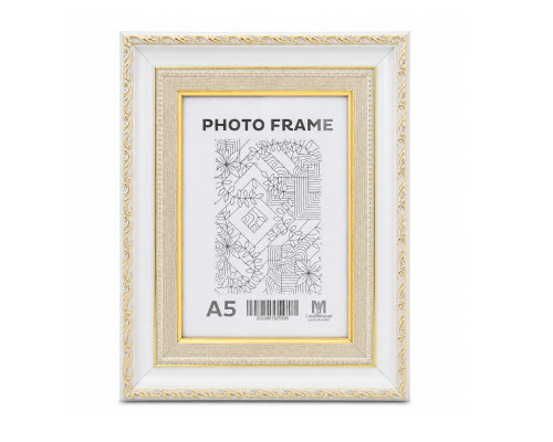 Rama foto A5 (15*20) alb cu ornament auriu, 50 mm F5033-015G CM*6568