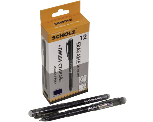 Ручка гелевая "пиши-стирай"0.7mm черная, Erasable, 3002-9SCH, SCHOLZ (12/144)