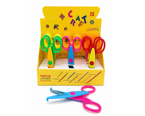 Foarfeca decupat creativ copii 13.5 cm, taiere cu model, asortata, 1606A (12/480)
