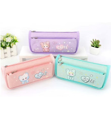 Пенал 2отделения 22x7cм "CUTE", ассорти, 68147 (48/288)