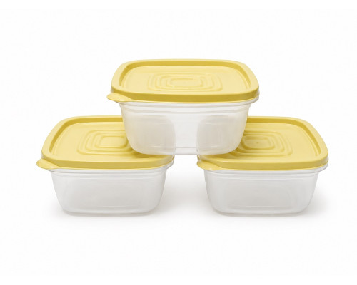 Set 3 recipiente, 500 ml, plastic, 12,5 x 12,5 x 7 cm (75)