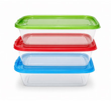 Set 3 recipiente cu supapă, 600 ml, plastic, 19 x 11 x 6 cm (72)