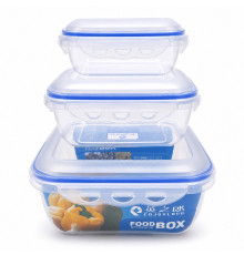 Set 3 recipiente cu clic, plastic 2800/1500/650 ml. (24)
