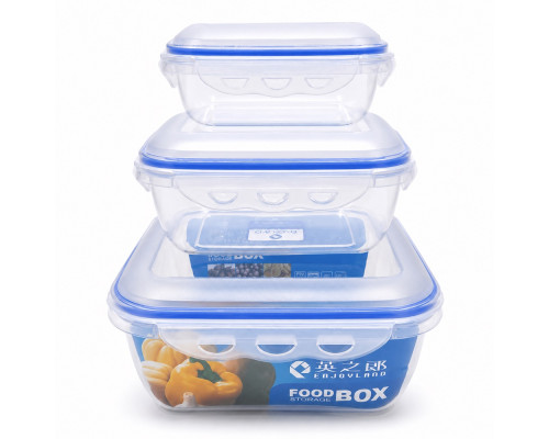 Set 3 recipiente cu clic, plastic 2800/1500/650 ml. (24)