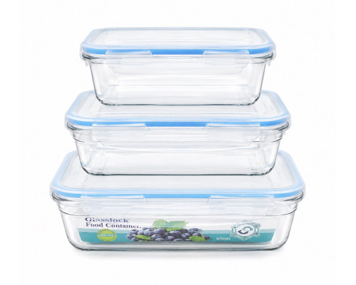 Set 3 recipiente cu clic, plastic 2000/1000/500 ml. (36)