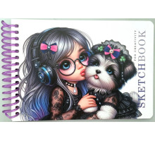 Скетчбук A6, спираль, 24 л, 100г/м2, твердая обложка N9850 (120)