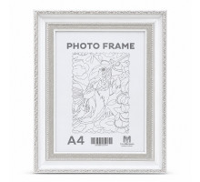 Фоторамка А4 белая с серебряным орнаментом, 50 мм F5033-015S CM*7541
