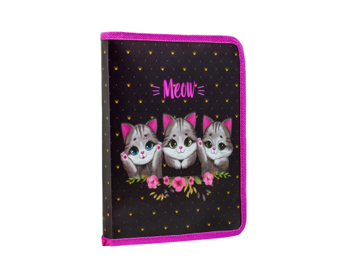 Mapa p/u caiete A5 pe fermoar, plastic, "MEOW" (480)
