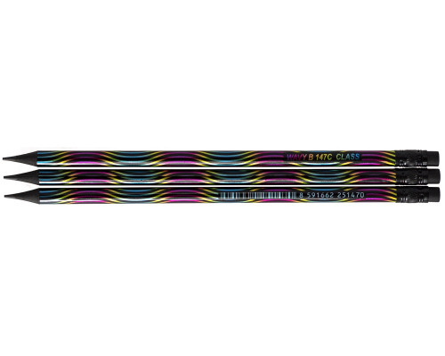 Карандаш графитный НВ, с ластиком, Wavy, 147C,CLASS (48)