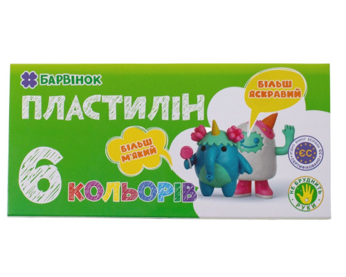 Пластилин "Чистые руки" 6 цв, 120 гр., 6-430, БАРВІНОК (20/80)