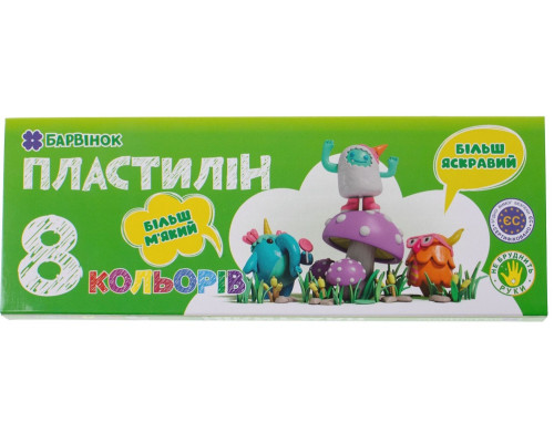 Пластилин "Чистые руки" 8 цв, 160 гр., 6-431, БАРВІНОК (20/80)