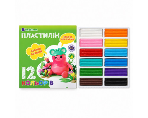 Plastilina"Maini curate" 12 culori, 240 gr., 6-433, БАРВІНОК (20/60)