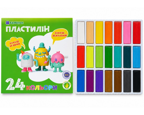 Пластилин "Чистые руки" 24 цв, 480 гр., 6-435, БАРВІНОК (10/30)
