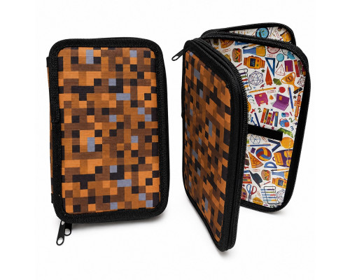 Penar rigid 2 compartimente, Brown Pixel 12,5*19,5*4