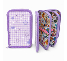 Penar rigid 3 compartimente, Lavender Check, cu sclipici, 12,5*19,5*5