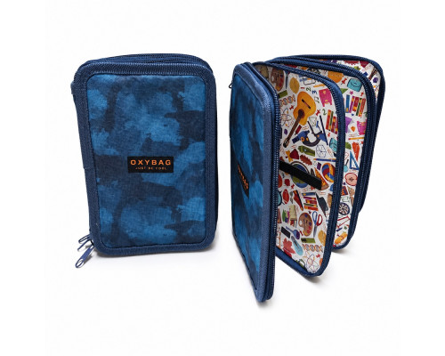 Пенал твердый 3 отдела, Blue Oxy Bag 12,5*19,5*5