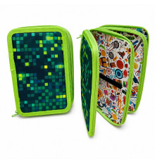 Пенал твердый 3 отдела, Green Pixel 12,5*19,5*5