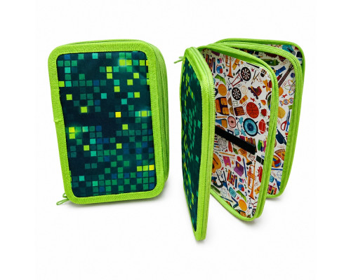 Penar rigid 3 compartimente, Green Pixel 12,5*19,5*5
