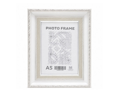 Rama foto A5 (15*20) alb cu ornament argintiu, 50 mm F5033-015S CM*7862