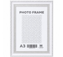 Фоторамка A3 белая с серебряным орнаментом, 50 мм F5033-015S CM*7879