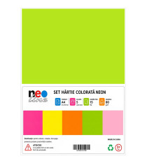Set hartie colorata neon A4, 5 culori, 15 file, 80 g/m² NEO-Line (50)