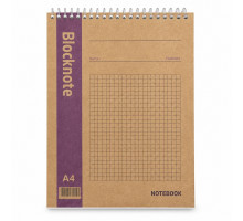 Блокнот A4 80л. клетка, спираль сверху, КРАФТ Gingko (6/120)