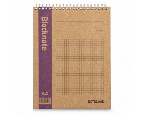 Блокнот A4 80л. клетка, спираль сверху, КРАФТ Gingko (6/120)