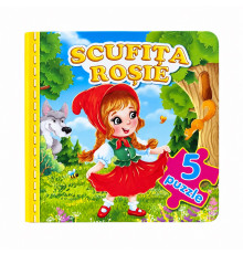 Cartea cartonata cu 5 puzzle. Scufita Rosie. N*9744 (15.5X15.5)