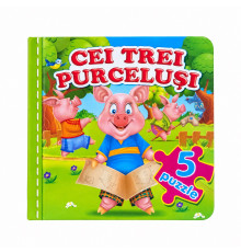 Cartea cartonata cu 5 puzzle. Cei trei purcelusi. N*9751 (15.5X15.5)
