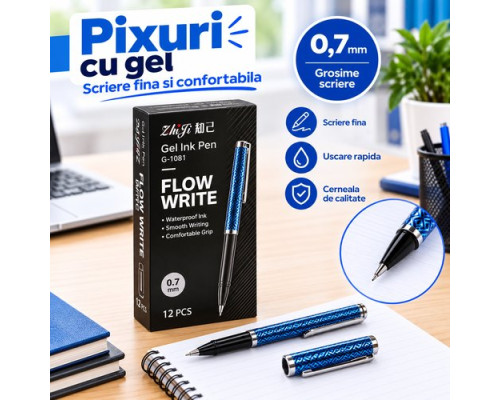 Гелевая ручка FLOW WRITE G-1081, синяя, 0,7 мм (12/1728)