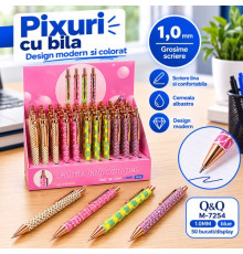 Pix cu bila automat, 1.0mm, albastru, culori asortate, M-7254 (48/1728)