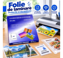 Folie pentru laminare A4, 80 microni, 100 bucati