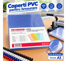 Coperti PVC transparente pentru brosurare, A3, 200 microni, 100 bucati