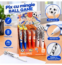Ручкa шариковая с мячом на пружине BALL GAME,0,5мм,синие MP-6700 (36)