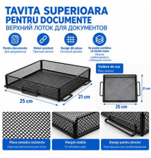 Tavita metalica superioara pentru documente, 25×21 cm, neagra (24)