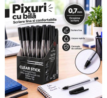 Шариковая ручка DOIPHLA Clear Stick GP730, черная, 0,7 мм (50/1000/4000)