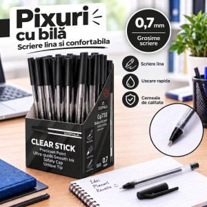 Pix cu bila DOIPHLA Clear Stick GP730, negru, 0,7 mm