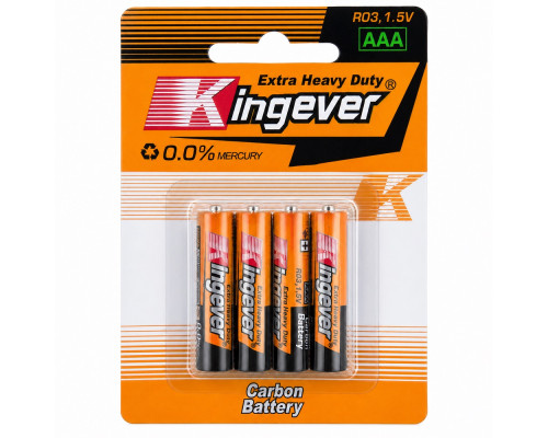 Батарейка AAA, Carbon, 4шт. RO3, 1,5 V Kingever