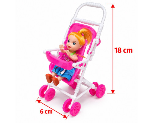 Куколка маленькая в коляске, 18 см, 3+, 45876
