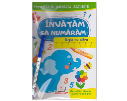 Invatam sa numaram. Rigla cu cifre. Caiet refolosibil+marcher. N*3158
