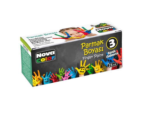 Краски пальчиковые 3 цв., 25мл. NOVA COLOR NC-137 (48/288)