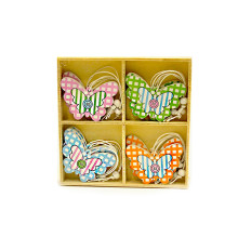 Set decoratiuni din lemn, 12 buc fluturi colorate S8-14 (240)