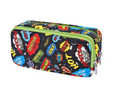 Пенал 2 отделения, эко-кожа, с рисунком, ассорти BR-3105 (24/144)