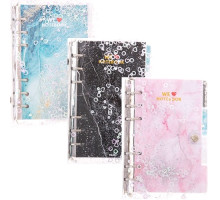 Блокнот A5(130*190) на кольцах, 90л. линия , жидкость+глиттер VK-0084 (16/80)